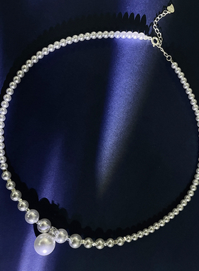 小清新锆石满珍珠项链短款锁骨链