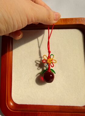 ​国家级非遗料器大师亲工平平安安苹果挂坠火中雕塑吉祥安康