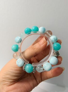 治愈系蓝水晶海纹石天河石海蓝宝白水晶一图一物精选蓝色天然宝石