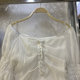 Pearl Fairy blouse ບ່າຫນຶ່ງທີ່ມີແອວ