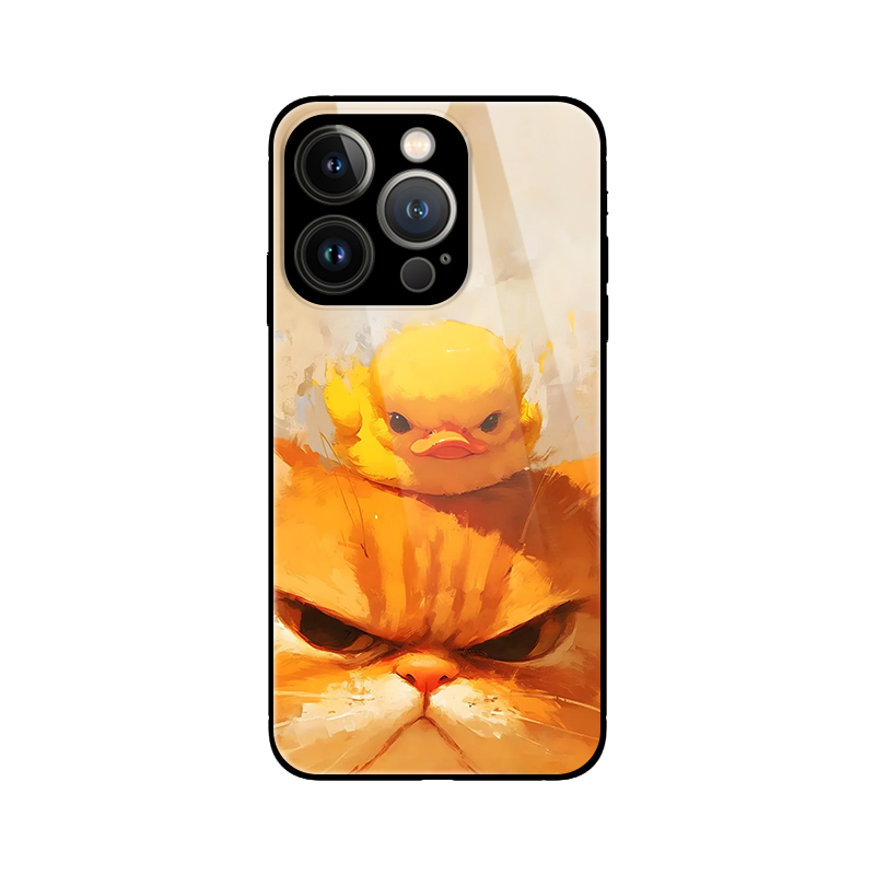 可爱卡通大橘猫与小黄鸭好朋友搞怪适用iPhone16 ProMax/15 plus苹果14Pro手机壳13防摔12保护套华为vivo小米 - 图2