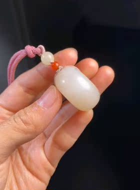 和田玉青海野牛沟面包圈吊坠挂件