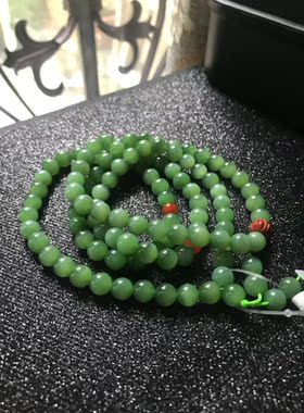 和田玉碧玉俄罗斯小项链女款玉手链项链粉绿猫眼珠俄碧玉108项链