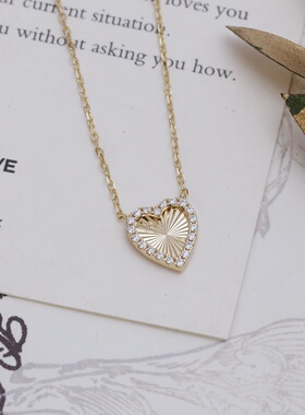 甜酷S925银14K镀心形莫桑钻项链