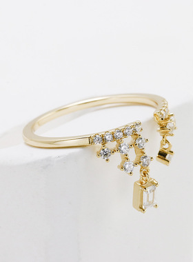 轻奢S925纯银流苏开口女士戒指