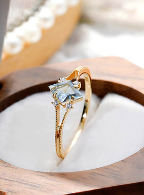 日系简约菱形托帕石戒指S925银