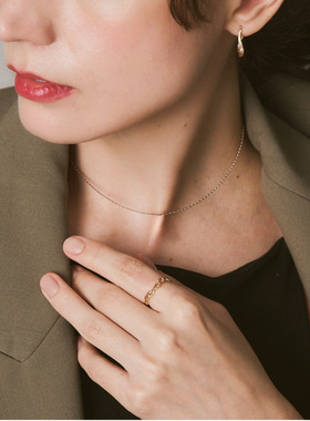 925纯银镀14K金素金镂空枝叶戒指