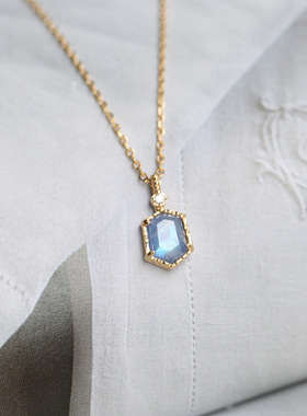 日系轻奢蓝宝月光石925银项链