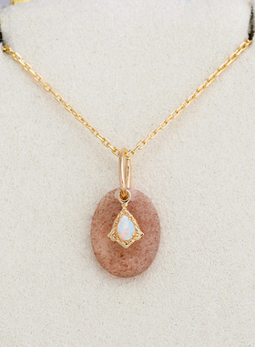 日系轻奢天然草莓晶S925银吊坠