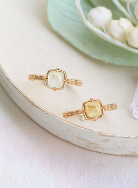 日系轻奢葡萄石黄水晶925银戒指