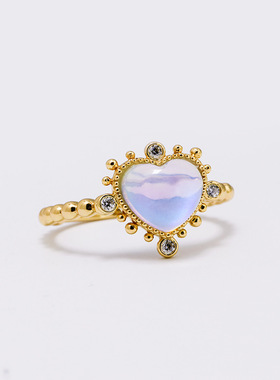 轻奢甜美S925镀金极光澳宝戒指