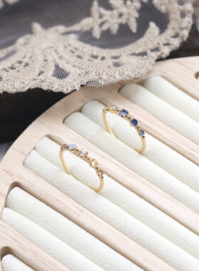 日系小清新雏菊锆石925银戒指