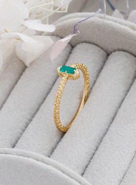 日系轻珠宝戒指环925纯银镀14K金