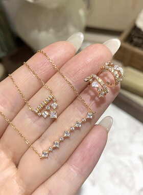 S925银镀14K金高级感钻石锁骨链