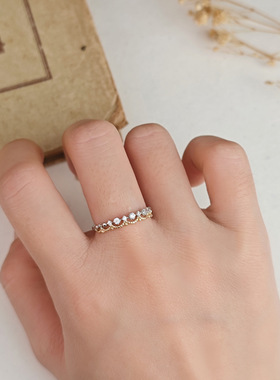 S925银皇冠蕾丝镂空分色戒指