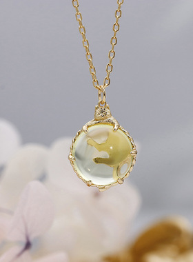 日系可爱柠檬晶猫咪项链