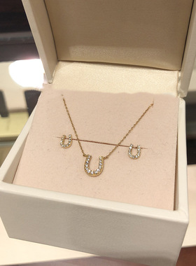 S925电镀18K金马蹄钻石锁骨链