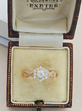 s925银莫桑钻花簇戒指轻奢小众