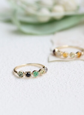 日系绿玉髓拉长石925银戒指