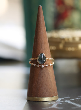 日系轻奢限定海藻绿玛瑙925银戒