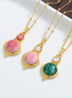 新款镀厚金镶嵌女王贝项链