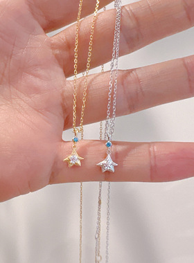 日系小王子蓝宝石S925镀金项链