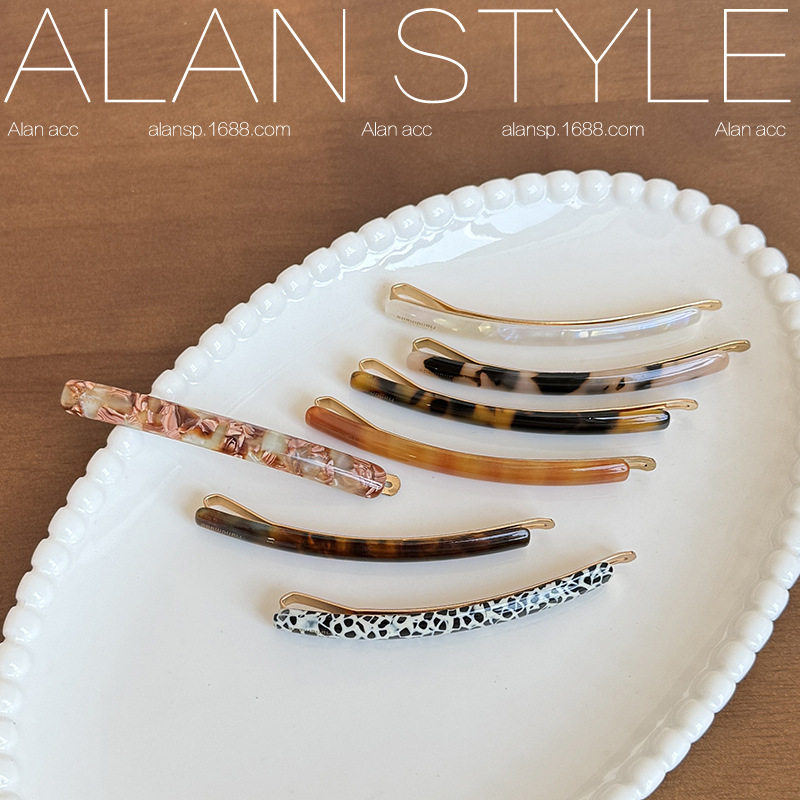 阿斓韩式France金标长一字夹法式简约优雅气质侧边夹子刘海碎发夹,淘宝优惠券,粉丝福利购,淘宝优惠卷