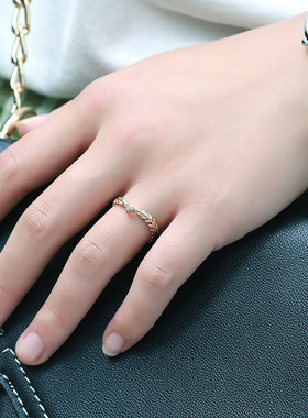 复古羽毛戒指女S925纯银