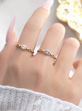 S925纯银月光石轻奢食指戒女