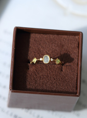 20春珊瑚海蓝宝925银戒指