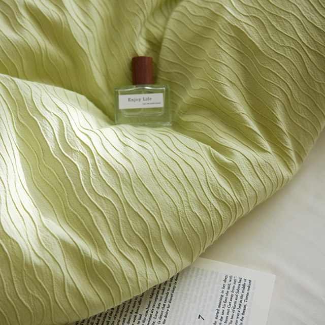 All-cotton corrugated yarn jacquard log style four-piece set