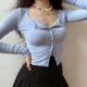 ເສື້ອຍືດແຂນຍາວ slimming threaded ອະເນກປະສົງສໍາລັບແມ່ຍິງ