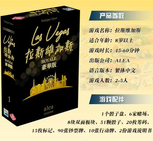 正版拉斯维加斯桌游 las vegas皇家20周年豪华版成人休闲卡牌游戏 - 图0