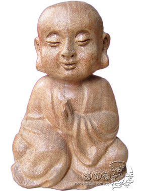 西方三圣观音禅意小摆件桃木质