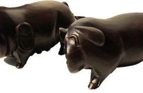 福猪一对黑檀木雕刻发财猪亥猪