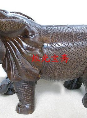 黑檀木大象摆件招财进宝红木实木