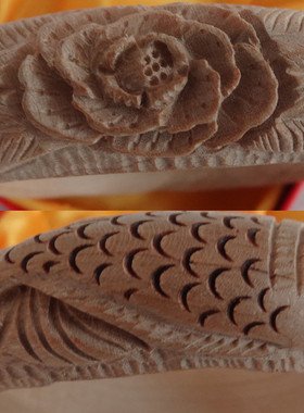 手镯肥城桃木雕刻年年有余