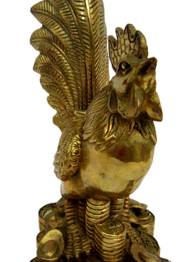 公鸡金鸡纯铜质金鸡报晓元宝招财
