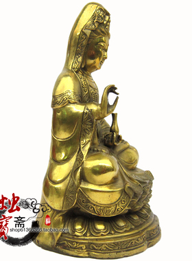 纯铜观世音菩萨雕像净瓶莲花