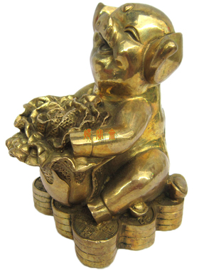 小猪白菜纯铜质发百财风水摆件