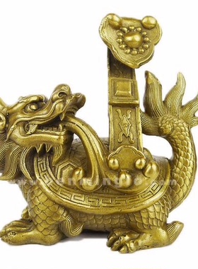 龙龟纯铜质金钱赑屃祝福摆件