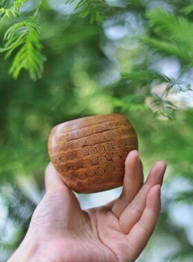 天然竹根雕老竹根品茗杯天然竹制主人杯把玩茶碗收藏把件