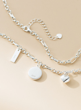 S925银清新韩式甜美ins风小众设计感贝壳笑脸爱心项链爱心百搭