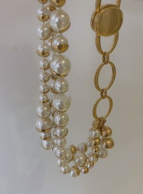 霖梵复古法式庄园一梦多层做旧宫廷葡萄珍珠项链锁骨链毛衣链