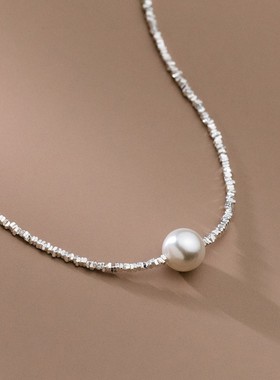 s925银项链三角四角碎银施家珠高级感不规则切割锁骨链气质潮搭