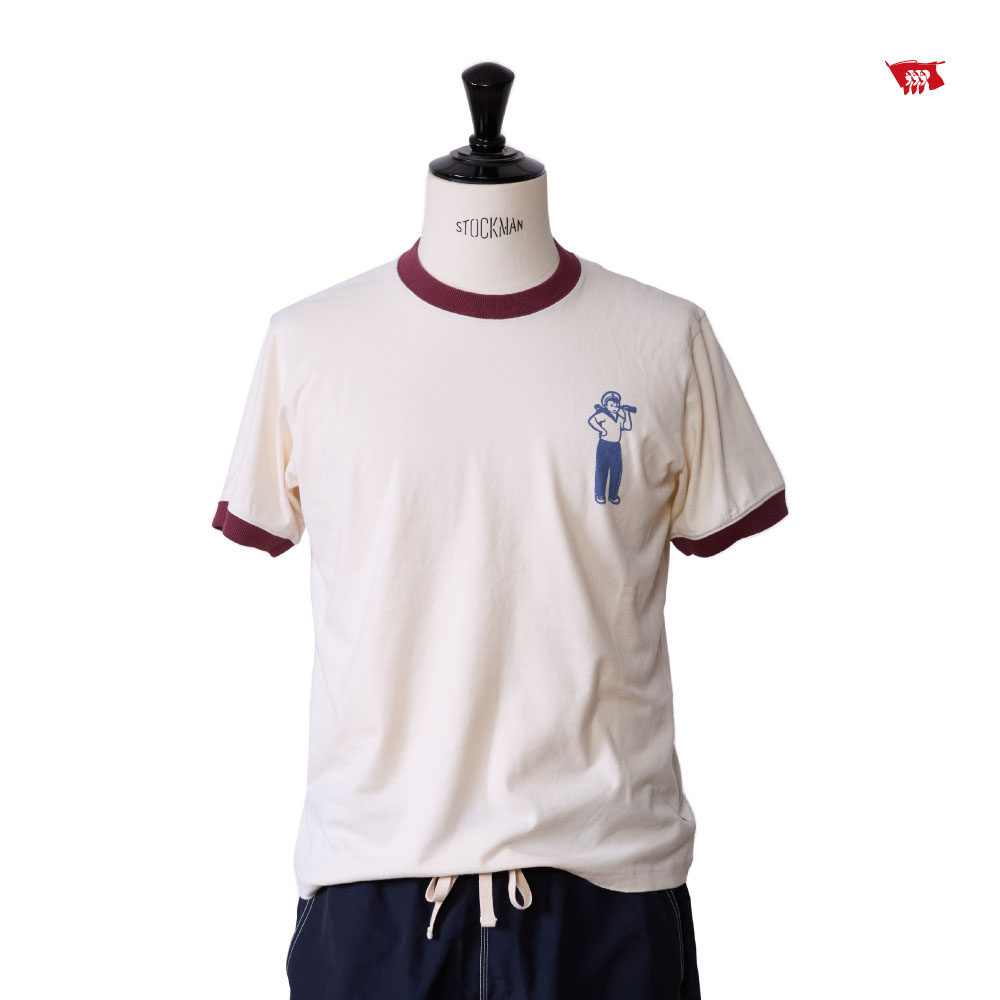 国棉壹厂瞭望小海军手工印花t男女同款美式复古撞色领纯棉短袖,淘宝优惠券,粉丝福利购,淘宝优惠卷