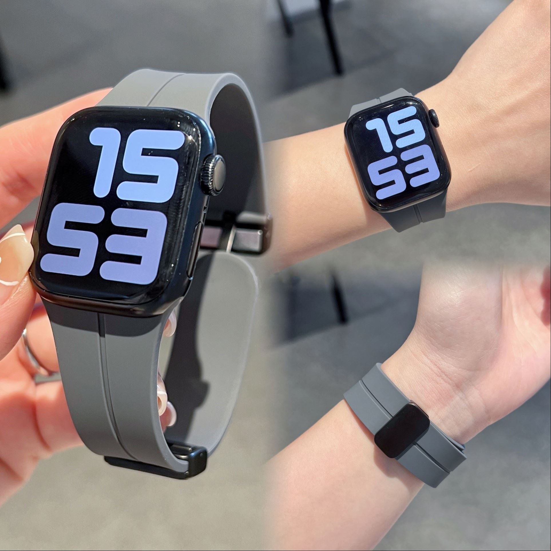 适用苹果手表Applewatch8硅胶磁吸折叠扣s9简约百搭表带iwatch765 - 图3