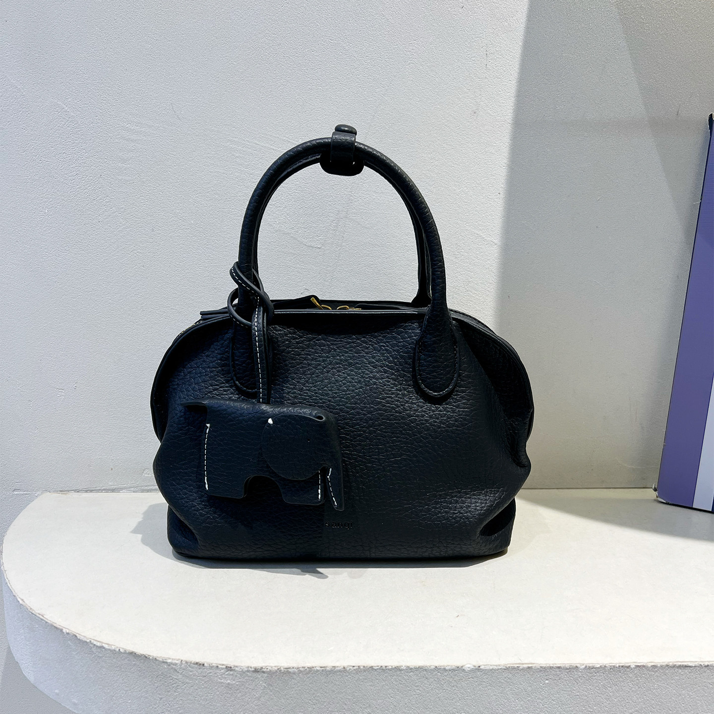 小众质感荔枝纹手提贝壳包时尚保龄球包女2025新款轻奢百搭斜挎包,淘宝优惠券,粉丝福利购,淘宝优惠卷