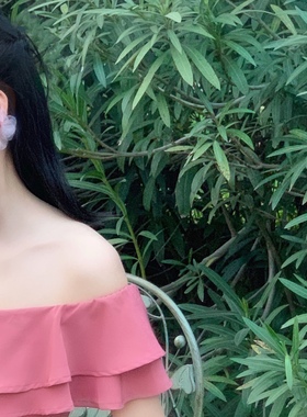 晚时光紫色梦幻花瓣薄纱耳环项链