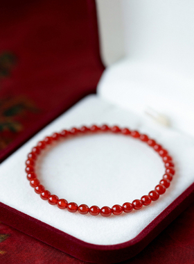 天然红玛瑙手链女玉髓DIY散珠串